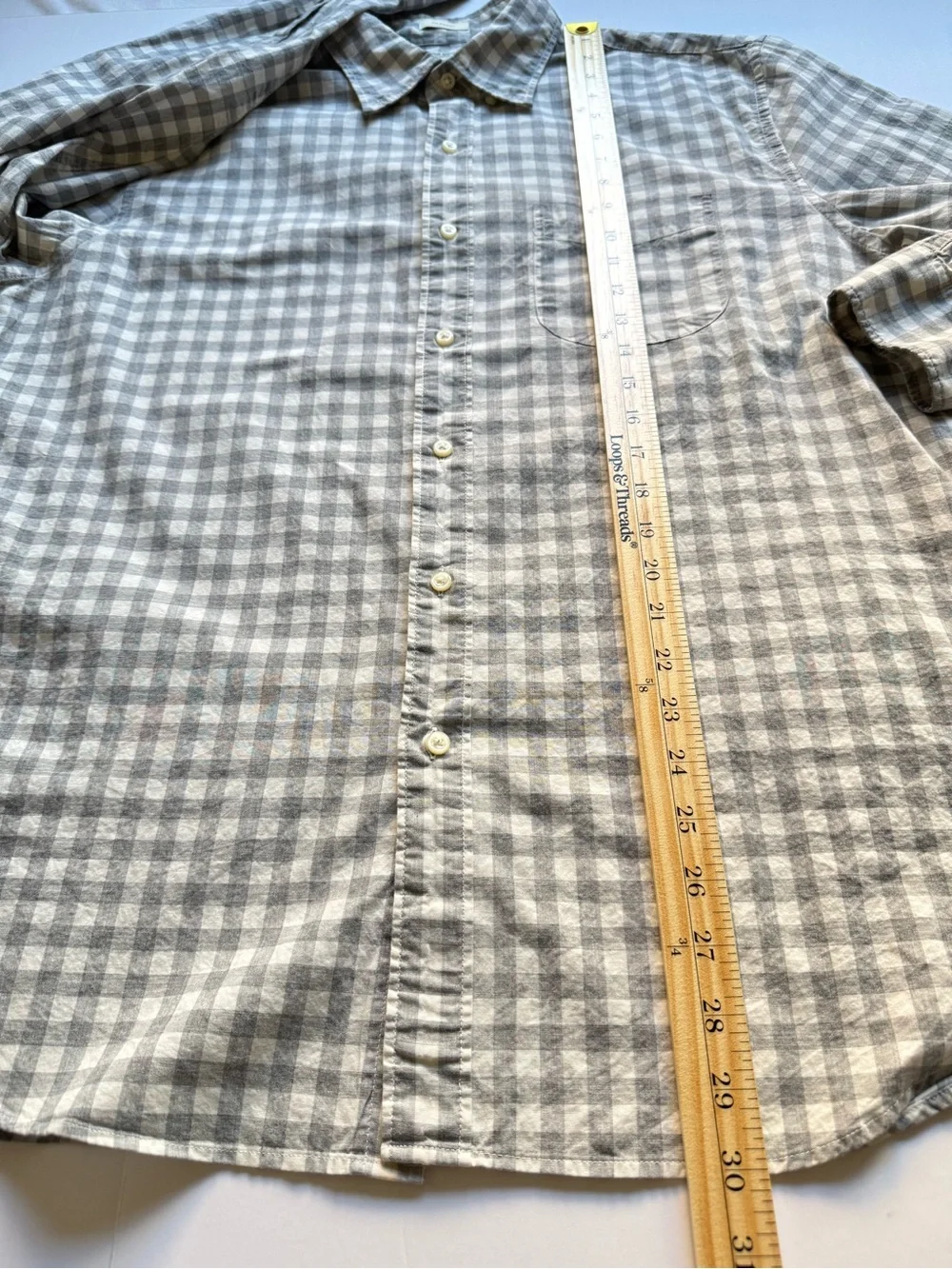 J. Crew Gray and White Gingham Button-Down Shirt, Size L